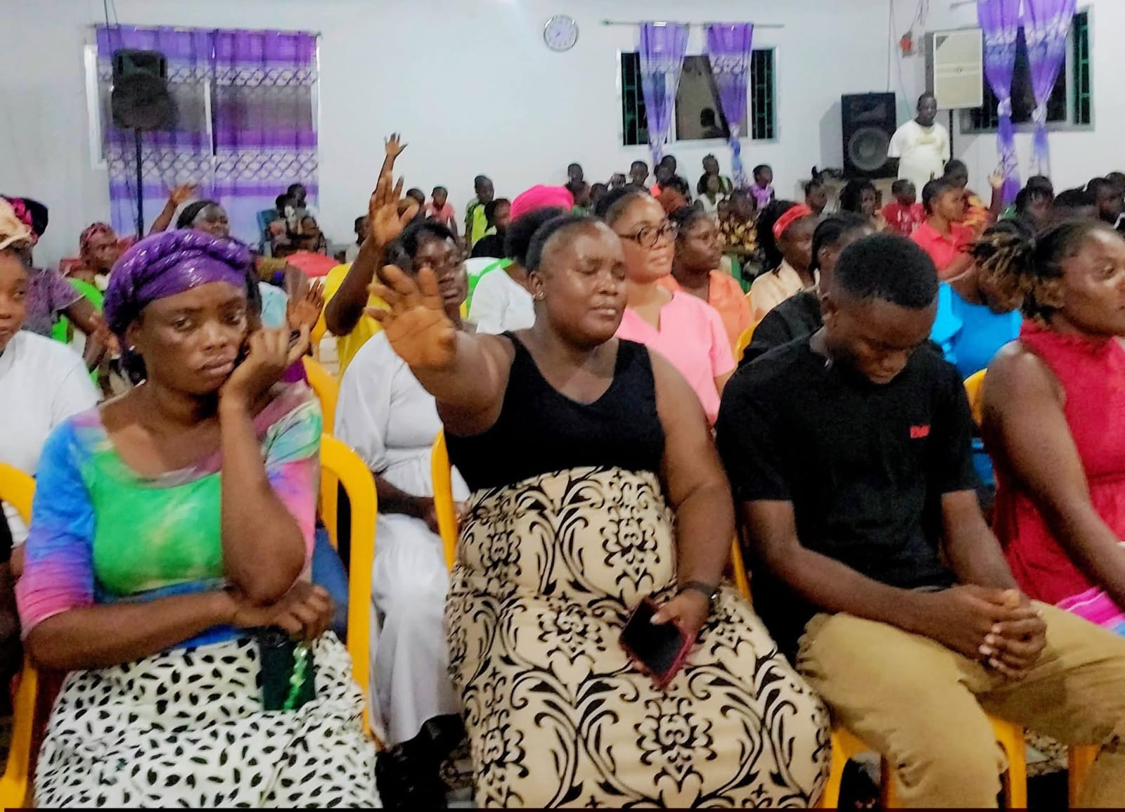 Hearts lifted in worship